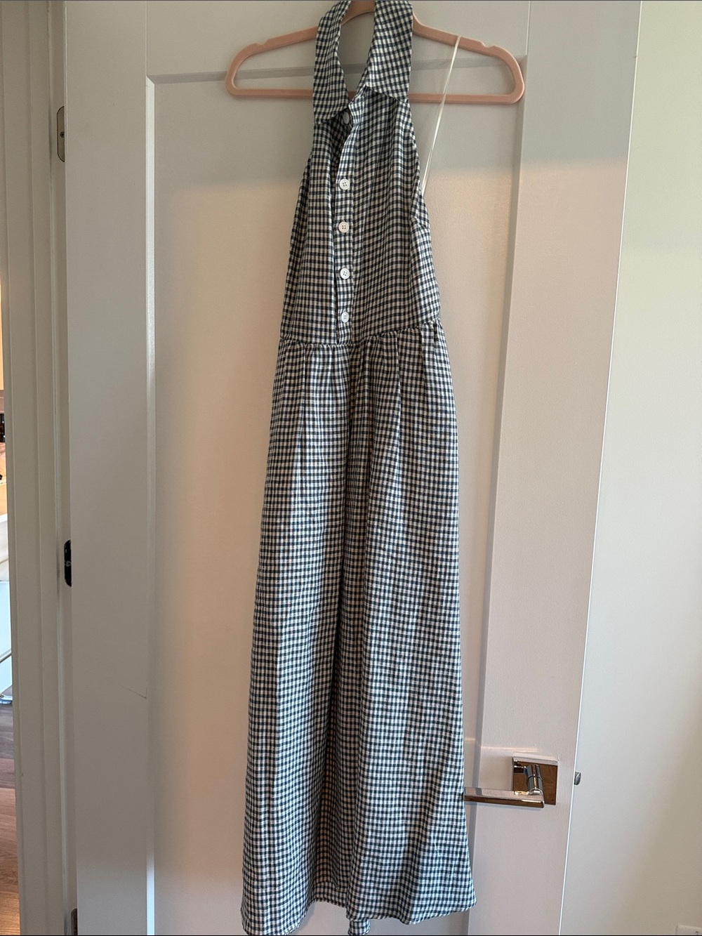 Reformation Tace Halter Gingham Dress - Slate Check - Picture 5 of 7